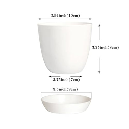 Tergy 50 Pack 4 Inch Plant Pots Bulk Small Plastic Planters Pots with Drainage Holes Flower Pot for Succulent, Cactus, Herb, African Violet (50pcs-White, 4Inches) - color: 50pcs-white, size: 4Inches