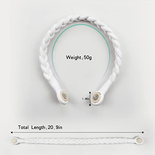 Magnetic Soft Curtain Tiebacks Rope Cotton Window Curtain Holdbacks Porlau - color: White, size: 2 Pack