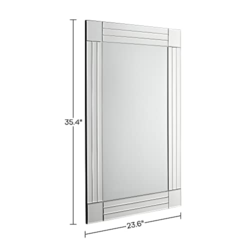 36" x 24" Decorative Wall Mirror, Large Silver Rectangle Bathroom Mirror - color: Silver5, size: 36"L x 24"W