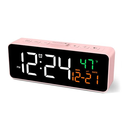 Netzu 3-in-1 Digital Clocks for Living Room, Small & Compact Alarm Clock - color: Pink