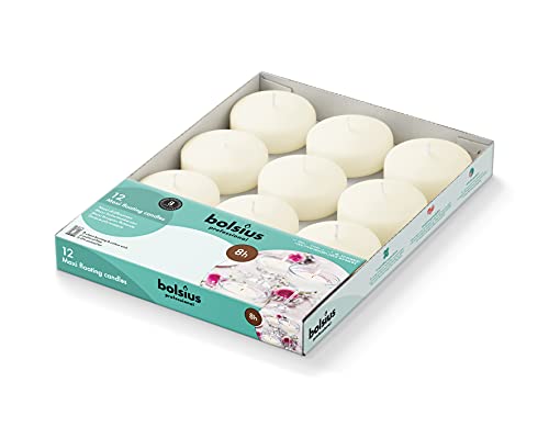 BOLSIUS Ivory Floating Candles 3 inch - 12 Pack Water Candles - Premium European Quality - 8 Hour Clean Burning - No Palm Oil - 0% Animal Fat - Cotton Wick - Centerpiece Decor, Romantic Wedding Events - size: 3 Inch, style: 1 Pack