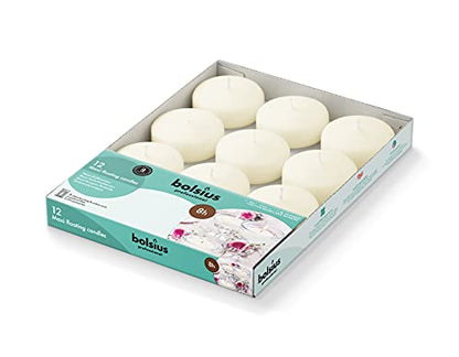 BOLSIUS Ivory Floating Candles 3 inch - 12 Pack Water Candles - Premium European Quality - 8 Hour Clean Burning - No Palm Oil - 0% Animal Fat - Cotton Wick - Centerpiece Decor, Romantic Wedding Events - size: 3 Inch, style: 1 Pack