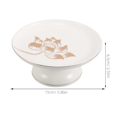 Ceramic Fruit Bowl Lotus Pattern Display Bowl for Kitchen Counter Offering