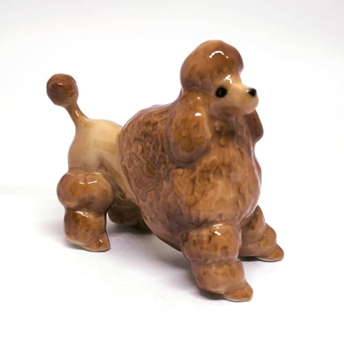 Handmade Ceramic Brown Poodle Figurine, Shelf Decor