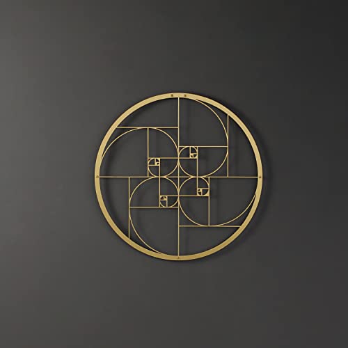 Colorfull Worlds Golden Ratio Metal Wall Decor | Unique Modern Decoration for Living Room | Metal Wall Art | Office Decor | New Year Gift | (18.5" x 18.5" | 47 x 47 cm, Gold) - color: Gold, size: 18.5"L x 18.5"W