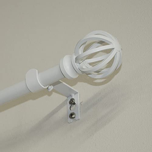 Lumino 5/8" Cage Single Curtain Rod Set 30"-84" White - color: White