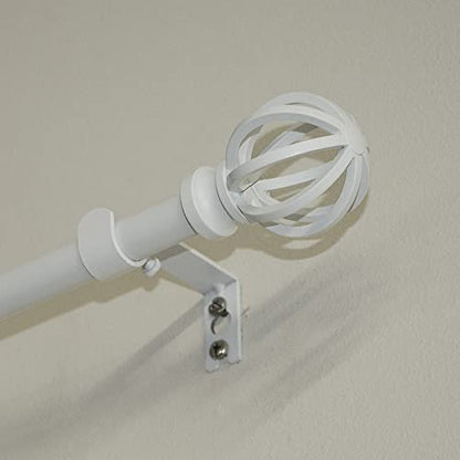 Lumino 5/8" Cage Single Curtain Rod Set 30"-84" White - color: White