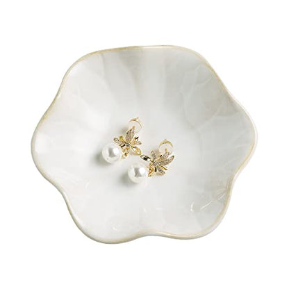BEUNAIZER Jewelry Dish Tray, Ring Dish, Ceramic Trinket Tray, Key Bowl - color: Milky White