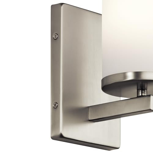 Kichler Crosby 9.25" 1-Light Wall Sconce Light, Brushed Nickel - color: Brushed Nickel, size: 1 Light, style: Satin Etched Cased Opal Glass