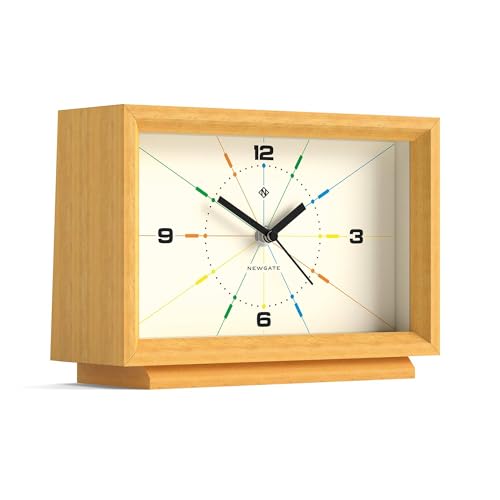 NEWGATE® Hollywood Desk Clock | Contemporary Rectangular Design | Solid Wood | Pale Oak Finish | Mid-Century Style for Desk, Table top, Shelf or Bedside