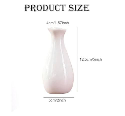 Small Ceramic Bud Vase Flower Vase Decorative Floral Holder (White) - color: White
