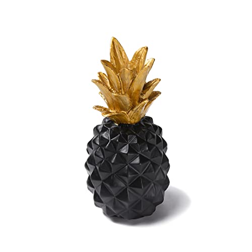 Resin Pineapple Statue, Black Modern Luxury Tabletop Decor, 7.8in (H) - color: Black