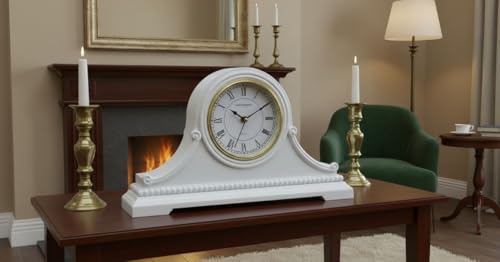 Mantel Clocks, Battery Operated, Silent Wood Table Clock with Westminster Chimes On The Hour, Solid Wooden Shelf Chiming Mantle Clock, 9" x 16" x 3" (White - Roman Numerals) - color: White - Roman Numerals