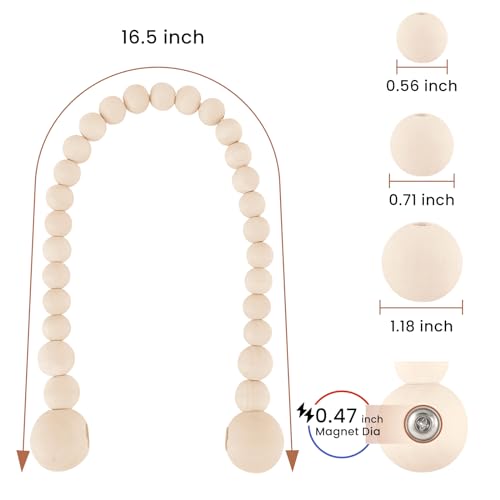 KLOGTSIND Magnetic Curtain Tiebacks, 2 Pack Wood Bead Curtain Holdbacks - color: Wood Color
