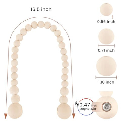 KLOGTSIND Magnetic Curtain Tiebacks, 2 Pack Wood Bead Curtain Holdbacks - color: Wood Color