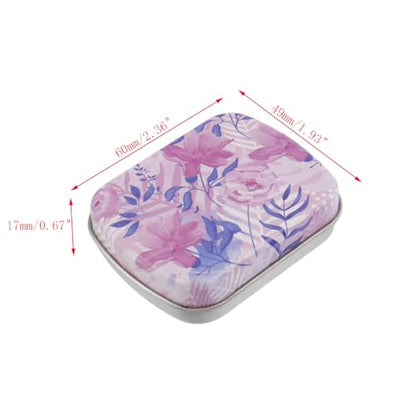 4pcs Purple Flower Empty Hinged Tin Box Metal Storage Box - color: Purple Flower