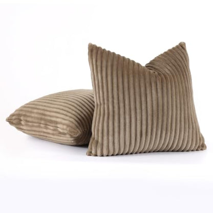 Simmore Fall Soft Camel Flannel Throw Pillow Covers 18X18 Set of 2 - color: Camel, size: 18" x 18" (Pack of 2)