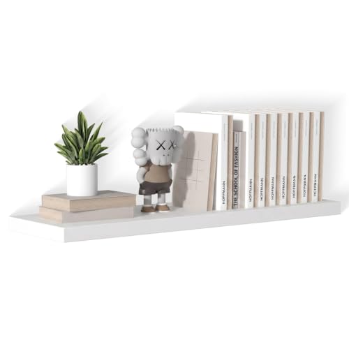 40 Inch Floating Shelf 1 Pack Large Floating Shelves for Wall No Drilling Accessories Included Deep Wall Shelves for Living Room Kitchen Farmhouse 40" W x 12" D x 1.2" White - color: White, size: 40 Inch