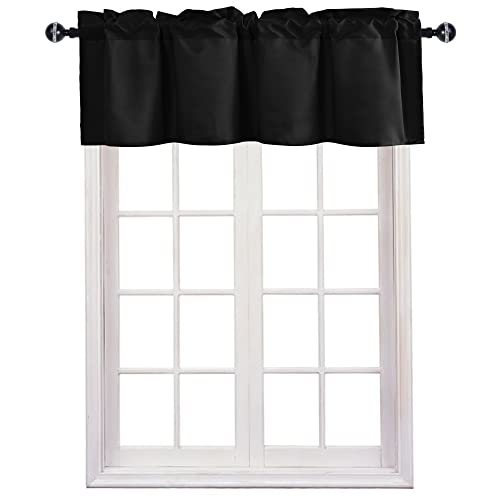 JIUZHEN Black Valance Curtains for Window 1 Panel, 36 x 16 Inches - color: Black, size: 36"W x 16"L (Pack of 1)