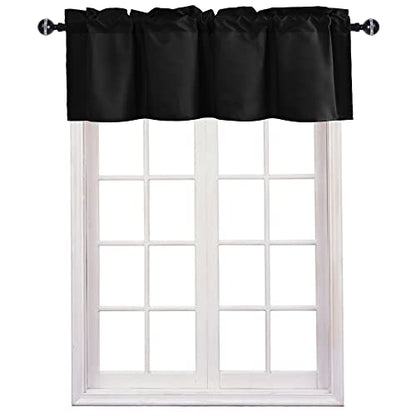 JIUZHEN Black Valance Curtains for Window 1 Panel, 36 x 16 Inches - color: Black, size: 36"W x 16"L (Pack of 1)