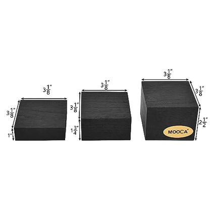 MOOCA Wooden Display Risers Set - 3 Different Height Stands, Black - color: Black