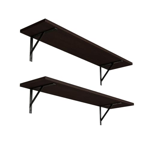 DINZI LVJ Wall Shelves, 23.6" Long Floating Shelves with Metal Brackets - color: Espresso, size: 23.6 Inch