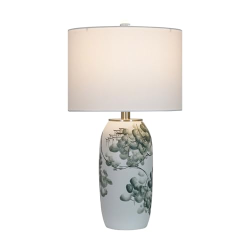 Hand-Painted Landscape Ceramic Table Lamp Oriental Desk Lamp - color: White