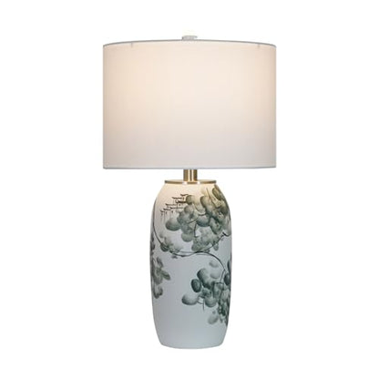 Hand-Painted Landscape Ceramic Table Lamp Oriental Desk Lamp - color: White