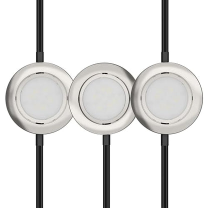 GETINLIGHT 2.75-Inch LED Puck Lights, 3-Pack, 2700K, Brushed Nickel - color: Brushed Nickel, size: 3-puck light kit