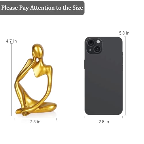 Sandstone Resin Thinker Statue Style Abstract Sculpture, Gold, Left - color: Small Gold, size: Left 1pc