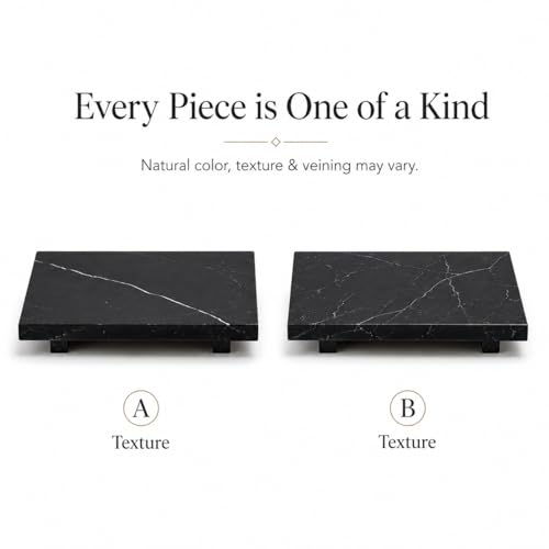 Black Marble Large Pedestal Tray for 13.8 in - color: Black Marble-13.8 in
