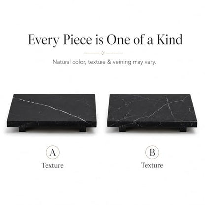 Black Marble Large Pedestal Tray for 13.8 in - color: Black Marble-13.8 in