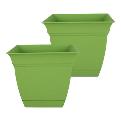 The HC Companies Eclipse Square Planter Pot, 10 Inch, Peridot Green, 2-Pack - color: Peridot Green, size: 10", style: Pack of 2