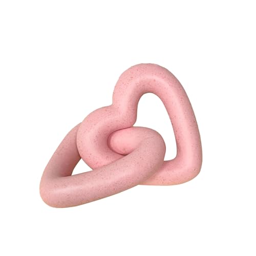 Guichifun Resin Pink Heart Sculpture Chain Link Home Decor - color: Pink