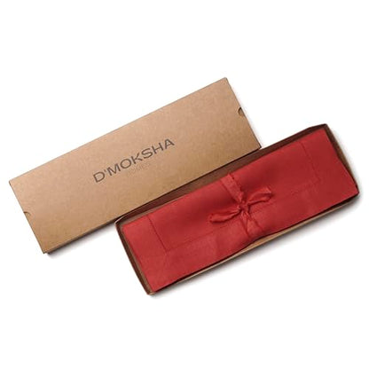 Signature Linen™ by D'Moksha, Bright Red Placemats Set of 6, 14 x 19 Inch, 100% Pure Linen Table Mats, Hemstitch, Machine Washable Cloth Placemats- Fall, Weddings, Outdoor Hosting - color: Bright Red, size: Set of 6 (14 X 19 Inch)
