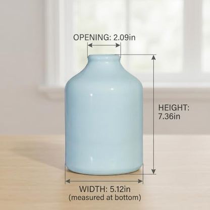 Sunddo Blue Ceramic Vase, 7 Inch，Modern - color: Light Blue, size: 7 inch