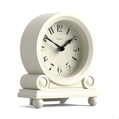JONES CLOCKS® Maida Vale Mantel Clock | Small Traditional Desk Clock | Pale Cream | Pretty & Charming Ideal for Mantelpiece, Bookshelf or Bedside - color: Pale Cream