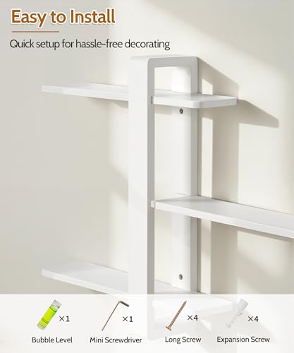 SUMGAR White Floating Shelves for Wall, 3 Tier Adjustable Large Shelf Unit - color: White, size: 3 Tier 19.6in