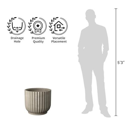 Kante Weathered Concrete Planter 16.7" Dia All-Weather Round Large Pot - color: Weathered Concrete, size: 16.7"Dia x 14.6"H