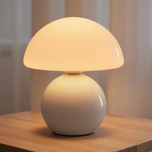 NIORSUN Wireless Mushroom Lamp,3CCT Table Lamp for Bedroom, Portables Cordless Lamps,Wireless lamp,Small Bedside Table Touch Lamps for Living Room,Mushroom 5200mAh Battery Operated Lamp Modern (White) - color: 3CCT White, size: 1 Pack-Wireless