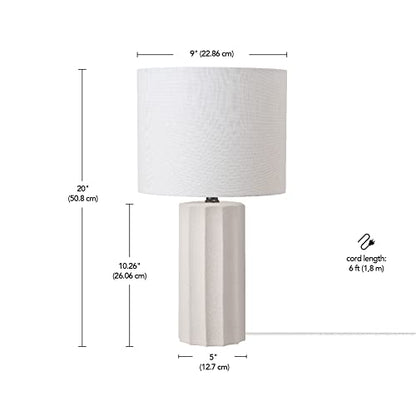 Globe Electric 20" Ribbed Concrete Finish Table Lamp with White Linen Shade - color: White, Doris