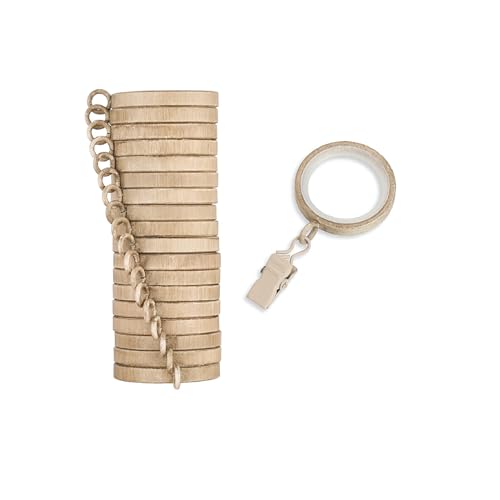 Cambria Designer 1-3/8" Weathered Oak Quiet Glide Curtain Rings 18 Pack - color: Weathered Oak, size: Small 1-3/8 in