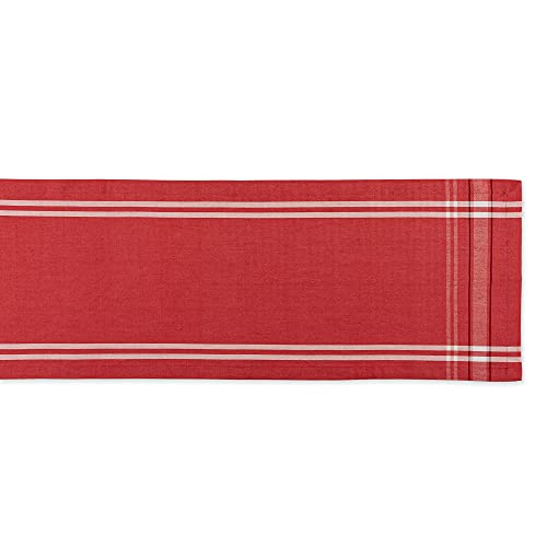 DII French Stripe Dining Table Collection Farmhouse Style Table Runner, 14x108 Inches, Red Chambray - color: Red Chambray, size: 14x108 Inches (Pack of 1)