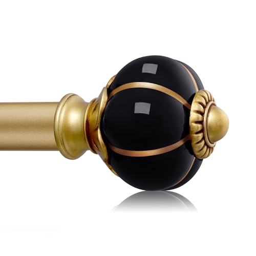 Ceramic Curtain Rods for Windows 18 to 55 Inch 1 Inch Adjustable - color: Gold Black, size: 18"-55"