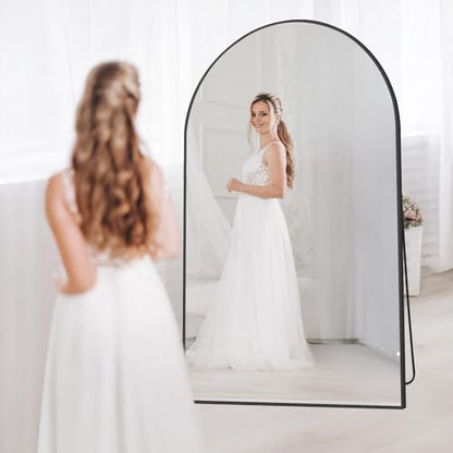 MirrMuse Oversized Arched Full Length Mirror with Stand, 76"X44", Black - color: Black-arch, size: 76"L x 44"W