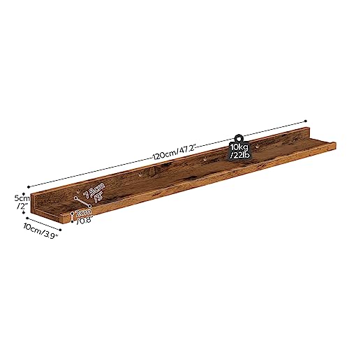 HOOBRO Floating Shelves, Wall Shelf Set of 3, 47.2 Inches Hanging Shelf - color: Rustic Brown, size: 47.2 Inches