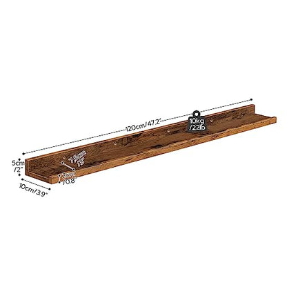 HOOBRO Floating Shelves, Wall Shelf Set of 3, 47.2 Inches Hanging Shelf - color: Rustic Brown, size: 47.2 Inches