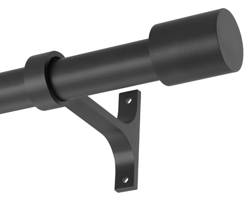 Matte Black Heavy Duty Telescoping Curtain Rods, 12-20 Inch, Side Mount, Cap Finials - color: Matte Black, size: 12-20"