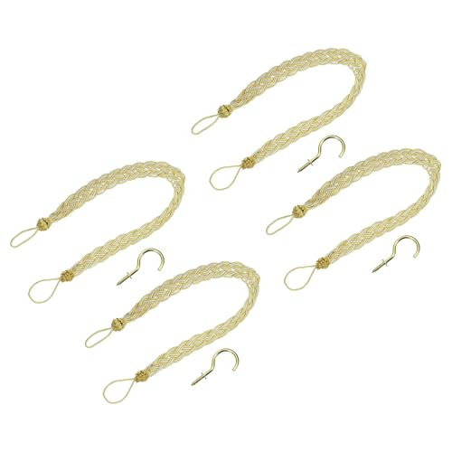 uxcell 4Pcs Curtain Tiebacks, 58cm/23 Braided Drapery Holdback Holder Decorative Rope Tie Back, Gold/Mixed Silver - color: Gold