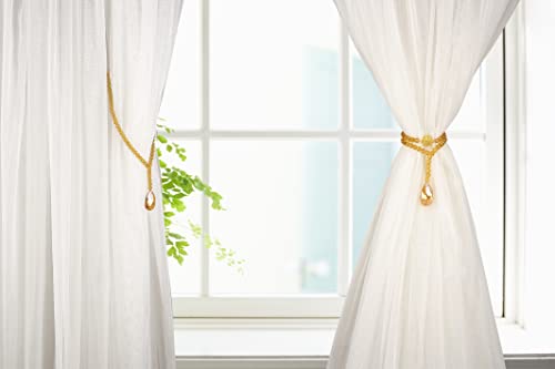 SUQ I OME Luxury Crystal Beaded Magnetic Curtain Tieback, Champagne - color: Champagne